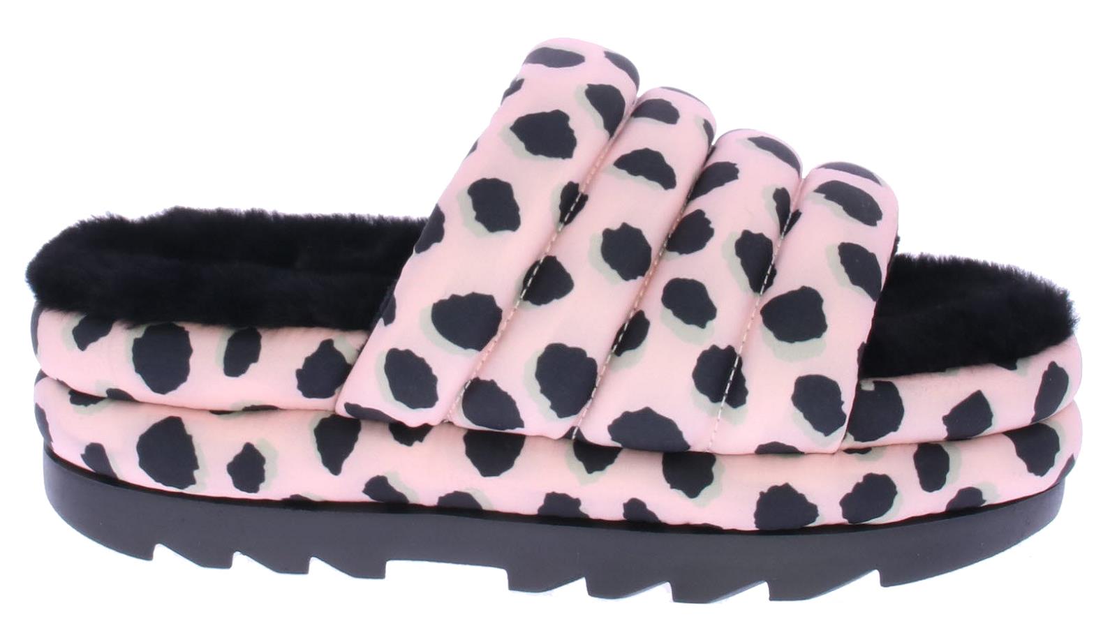 UGG Maxi Slide Sheetah Print Pink Scallop