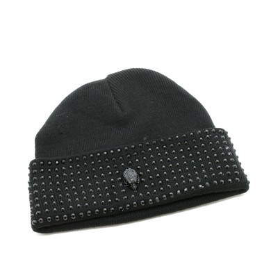 Kurt Geiger Crystal Cuff Beanie Black