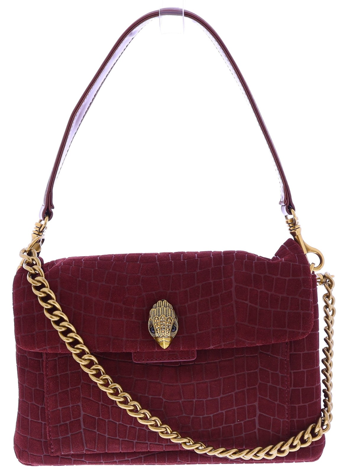 Kurt Geiger Celia Shoulder Bag-wine-suede Croc Print 581754249 54