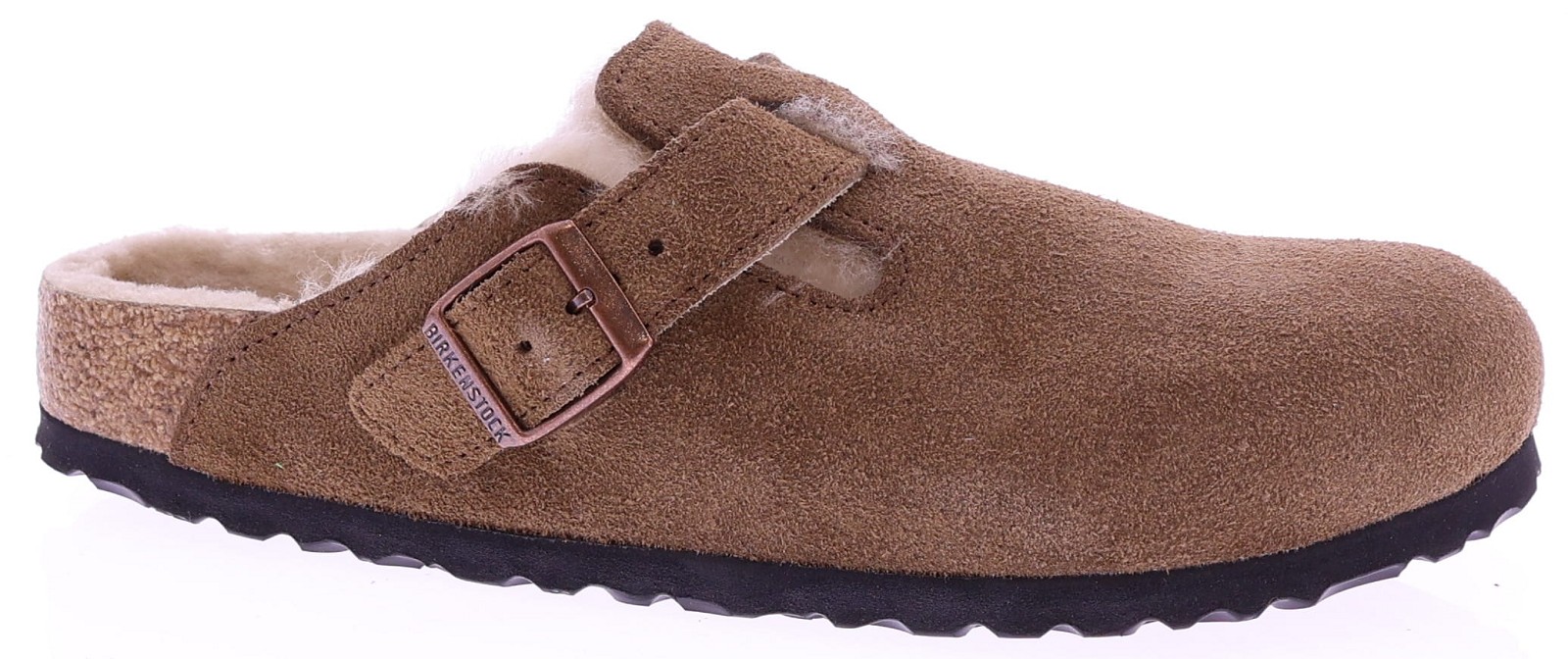 Birkenstock Boston Shearling Suede Leather Dark Tea